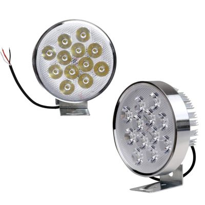 Allextreme EX12W2 12 LED Round Fog Light Spot Strobe Beam Driving Lamp with ON/OFF Switch for Motorcycle, Car, SUV and Bikes (24W, White, 2 Pcs)