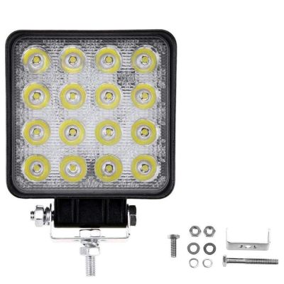 Allextreme EX16FW1P 16 LED Fog Light Waterproof Square Led Flood Lamp Offroad Driving Work Light for Bikes Cars and Motorcycle (48W, White Light)