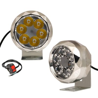 Allextreme EX6FD2S 6 LED Round Fog Light with Switch Spot Beam Driving Lamp Universal for Motorcycle, Car, SUV and Bikes (15W, White Light, 2 PCS)