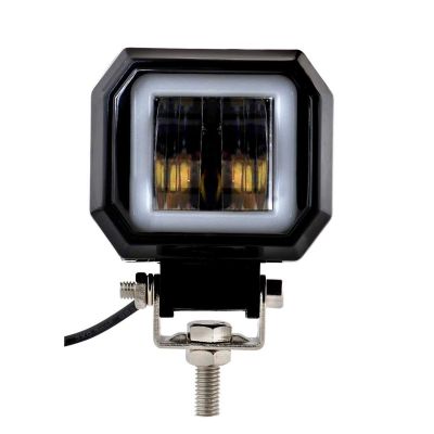Allextreme EX3HW1W 2.5 Inch Square White Fog Light with White Halo Angel Eye Ring for Bike Motorcycle Car and Off Road SUV (20W, 1 Pc)