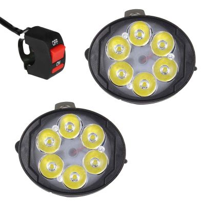 Allextreme EX6FOS2 6 LED Oval Mirror Mount Fog Light With Switch Adjustable Angle Spot Beam Waterproof Driving Lamp for Motorcycle and Bike (18W, White Light, 2 PCS)