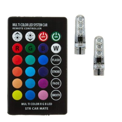 Allextreme EXT10M2 T10 RGB Car Interior Parking Bulb 6SMD Multicolour Light with Wireless Remote Control for All Car & Bike (3W, RGB, 2 PCS)