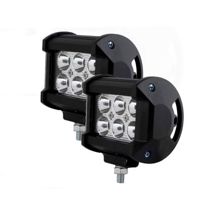 Allextreme EX6LD2F Waterproof 6 LED Fog Light Combo Beam Waterproof Heavy Duty Work Lamp for Motorcycle Bike Car and SUV (18W, White & Yellow, 2 PCS)