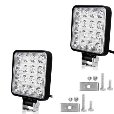 Allextreme EX16WY02 16 LED Square Fog Light 4 Inch Waterproof Driving Spot Lamp for Car, Motorcycle (48W, White & Amber) (PACK - 2)