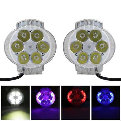 Allextreme EX6FO2P 6 LED Oval Fog Light Waterproof 7/8 Inch Handlebar Mirror Mount Headlamp for Electric Bike Scooter Motorcycle (12W, Multicolor Light, 2 PCS)