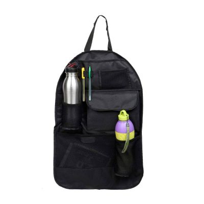 Allextreme EXNCBOB Nylon Universal Car Auto Seat Back Multi Pocket Organizer Bag for Mobile, Bottle, Map, Magazines and Umbrella Storage (Black)