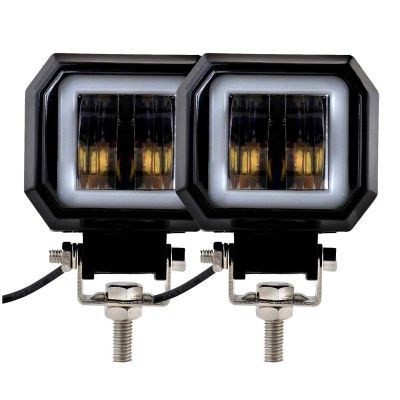 Allextreme EX3HR2W 2.5 Inch Square White Fog Light with Red Halo Angel Eye Ring for Bike Motorcycle Car and Off Road SUV (20W, 2 Pcs)