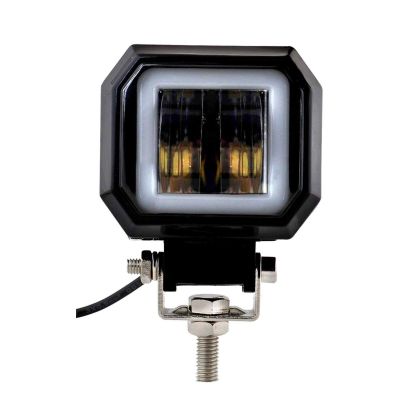 Allextreme EX3HR1W 2.5 Inch Square White Fog Light with Red Halo Angel Eye Ring for Bike Motorcycle Car and Off Road SUV (20W, 1 Pc)