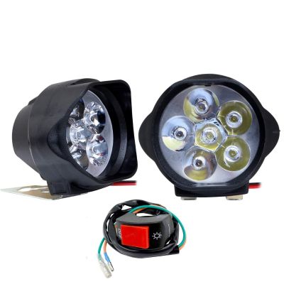 Allextreme EX06L3S 6 LED Fog Light White Light Waterproof Mirror Mount Driving Work Lamp with On/Off Switch for Motorcycles and Cars (10W, 2 PCs)
