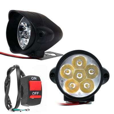 Allextreme EX12RLW 6 LED Fog Light White Light Waterproof Mirror Mount Driving Work Lamp with Switch and Mounting Holes for Motorcycles and Cars (9W, 2 PCS)