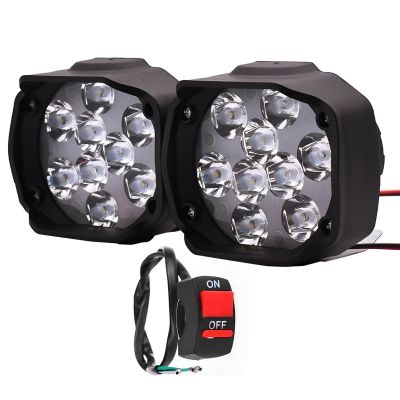Allextreme EXSLNLED Imported 9 LED Fog Light Spot Beam Water-Resistant Heavy Duty Pod Driving Work Lamp With Switch For Motorcycle Bike Car (15W, White & Amber, 2 Pcs)