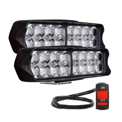 Allextreme EXL23S2 Imported Universal 16 LED Fog Light Off/On Road Driving Work Lamp with 7/8 Inch Handlebar Switch for Bike Cars(24W, White Light, 2 PCS, 6 Months Warranty)