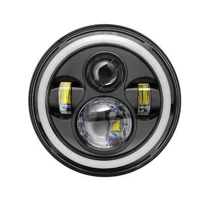 Allextreme 7 Inch Full Ring Round LED Headlight with Hi/Low Beam and Angel Eye Lamp Compatible with Royal Enfield Bullet, Harley Davidson Jeep Wrangler (Pack of 1)