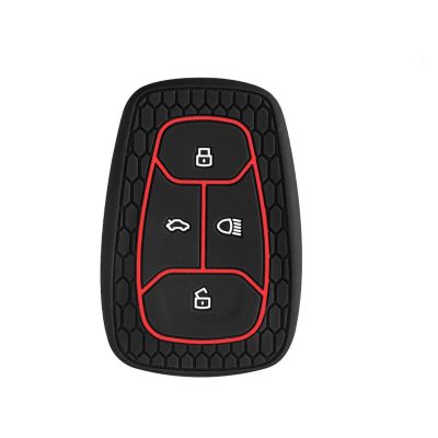 AllExtreme EXKC08 4 Buttons Silicone Car Remote Key Cover Shell Case Body Compatible with Tata Nexon Harrier (Black)