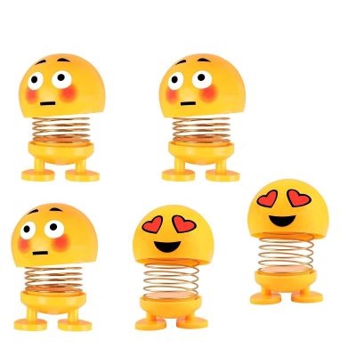Allextreme EXNTA195 Happy Head Shaking Smiley Emoji Dancing Toys for Car Interior Decoration Accessories Small Decorative Items Gifts (Random Expressions, 3Pcs)