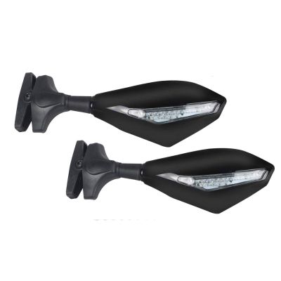 AllExtreme EXTSRM2 Universal Motorcycle Rearview Side Mirrors with LED Turn Signal Indicator Adjustable Bike Rear View Mirror for R15 & Other Full Flared Bikes (Amber Yellow)