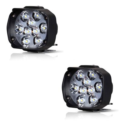Allextreme EX9FWYP Imported 9 LED Fog Light Spot Beam Waterproof Heavy Duty Pod Driving Work Lamp for Motorcycle Bike Car and SUV (15W, White and Amber, 2 PCS)