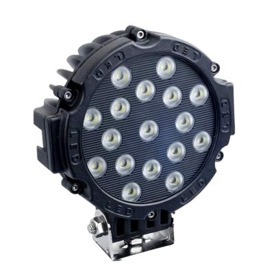 AllExtreme EX7P1B1 17 LED Polymer Body Round LED Fog Light 7 Inch Off Road Driving Roof Universal Spot Lamp for Car, SUV & Bikes (51W, 1Pc)