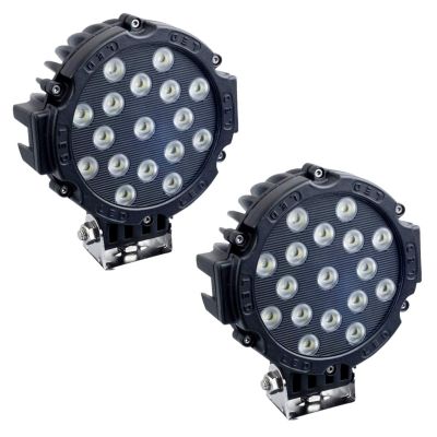 Allextreme EX7P1B2 17 LED Polymer Body Round LED Fog Light 7 Inch Off Road Driving Roof Universal Spot Lamp for Car, SUV & Bikes (51W, 2Pcs)