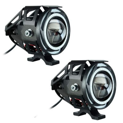 Allextreme EXFLTPL2 U11 CREE LED Fog Light Universal Waterproof Projector Lamp with Dual Ring for Car, Motorcycle and Bikes (Pack of 2)