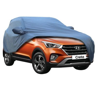 Allextreme HC7006 Car Body Cover Compatible with Hyundai Creta Custom Fit Dustproof UV Heat Resistant Indoor Outdoor Body Protection (Blue with Mirror)