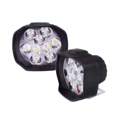 Allextreme EXL5FWW Imported 9 LED Fog Light Spot Beam Waterproof Heavy Duty Pod Driving Work Lamp for Motorcycle Bike Car and SUV (15W, White Light, 2 PCS, 6 Months Warranty)