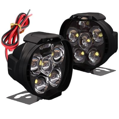 Allextreme EXL3FWW Imported 6 LED Fog Light Waterproof Pod Driving Spot Head Lamp for Bikes Cars and Motorcycle (10W, White Light, 2 PCS)
