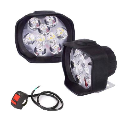 Allextreme EXL5FWS Imported 9 LED Fog Light Spot Beam Waterproof Pod Driving Work Lamp with Switch for Motorcycle Bike Car and SUV (15W, White Light, 2 PCS, 6 Months Warranty)