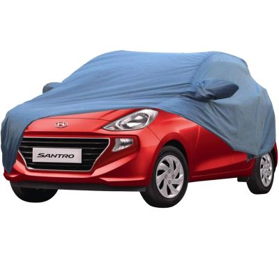 Allextreme ST7006 Car Body Cover Compatible with Hyundai Santro Custom Fit Dustproof UV Heat Resistant Indoor Outdoor Body Protection (Blue with Mirror)