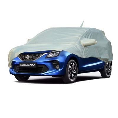 Allextreme BN7003 Car Body Cover Compatible with Maruti Suzuki Baleno Custom Fit Dustproof UV Heat Resistant Indoor Outdoor Body Protection (Silver with Mirror)