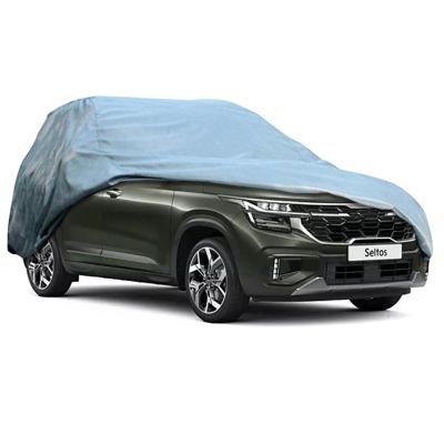Allextreme K7001 Car Body Cover Compatible with Kia Seltos Custom Fit Dustproof UV Heat Resistant Indoor Outdoor Body Protection (Grey Without Mirror)