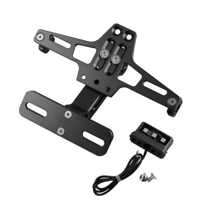 AllExtreme EXNPBL9 Universal Adjustable Motorcycle Number License Plate Aluminum Alloy Holder Mount Bracket for All Bikes (Black)