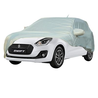 Allextreme SF7003 Car Body Cover Compatible with Maruti Suzuki Swift Custom Fit Dustproof UV Heat Resistant Indoor Outdoor Body Protection (Silver with Mirror)