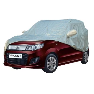 Allextreme W7007 100% Tested Waterproof Car Body Cover Compatible with Maruti Suzuki Wagon R Custom Fit Dustproof UV Heat Resistant Indoor Outdoor Body Protection (Reflective Silver with Mirror)