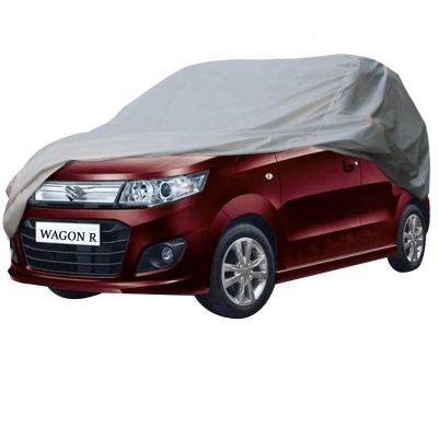 Allextreme W7002 Car Body Cover Compatible with Maruti Suzuki Wagon R Custom Fit Dustproof UV Heat Resistant Indoor Outdoor Body Protection (Silver Without Mirror)