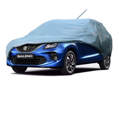 Allextreme BN7001 Car Body Cover Compatible with Maruti Suzuki Baleno Custom Fit Dustproof UV Heat Resistant Indoor Outdoor Body Protection (Grey Without Mirror)