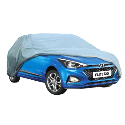 Allextreme I7001 Car Body Cover Compatible with Hyundai Elite i20 Custom Fit Dustproof UV Heat Resistant Indoor Outdoor Body Protection (Grey Without Mirror)