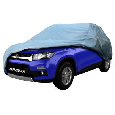 Allextreme BZ7001 Car Body Cover Compatible with Maruti Suzuki Brezza Custom Fit Dustproof UV Heat Resistant Indoor Outdoor Body Protection (Grey Without Mirror)