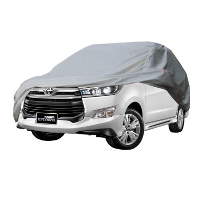Allextreme TC7002 Car Body Cover Compatible with Toyota Innova Crysta Custom Fit Dustproof UV Heat Resistant Indoor Outdoor Body Protection (Silver Without Mirror)
