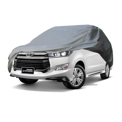 Allextreme TC7004 Car Body Cover Compatible with Toyota Innova Crysta Custom Fit Dustproof UV Heat Resistant Indoor Outdoor Body Protection (Grey with Mirror)