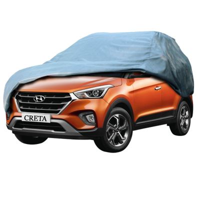 Allextreme HC7001 Car Body Cover Compatible with Hyundai Creta Custom Fit Dustproof UV Heat Resistant Indoor Outdoor Body Protection (Grey Without Mirror)