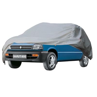 Allextreme M7002 Car Body Cover Compatible with Maruti Suzuki 800 Custom Fit Dustproof UV Heat Resistant Indoor Outdoor Body Protection (Silver Without Mirror)