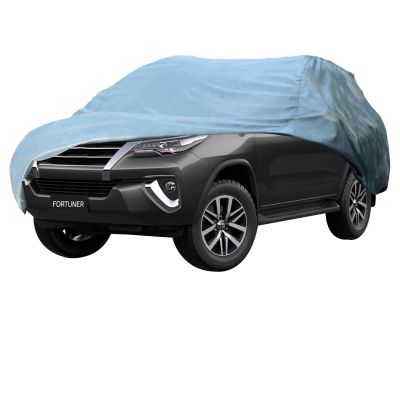 Allextreme F7001 Car Body Cover Compatible with Toyota Fortuner Custom Fit Dustproof UV Heat Resistant Indoor Outdoor Body Protection (Grey without Mirror)