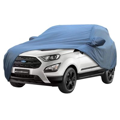 Allextreme FE7006 Car Body Cover Compatible with Ford EcoSport Custom Fit Dustproof UV Heat Resistant Indoor Outdoor Body Protection (Blue with Mirror)