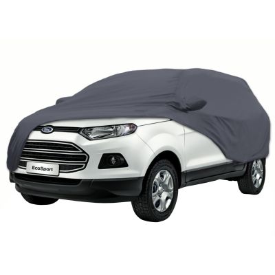 Allextreme FE7004 Car Body Cover Compatible with Ford EcoSport Custom Fit Dustproof UV Heat Resistant Indoor Outdoor Body Protection (Grey with Mirror)
