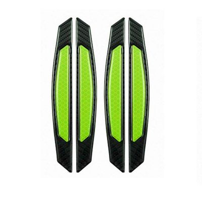 AllExtreme EXCDP1G 4 Pcs Car Reflective Door Protector Anti-Scratch Strip Warning Reflector Night Decal Sticker (Green)