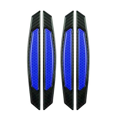 AllExtreme EXCDP1B 4 Pcs Car Reflective Door Protector Anti-Scratch Strip Warning Reflector Night Decal Sticker (Blue)