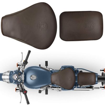 Allextreme EXPSC03P PU Leather Front & Back Bike Seat Cover Motorcycle Cushion Coverage Durable Stitching with Easy Installation - (Brown & Beige)