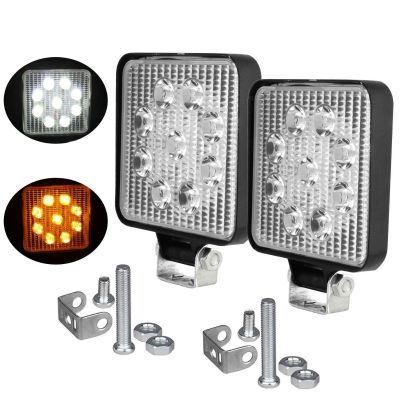 Allextreme EXMV4L04 9 LED Square Fog Light 4 Inch Waterproof Flood Spot Combo Beam Driving Lamp for Car, Bike and Motorcycles (27W, White and Yellow) (Pack of 2, Square)