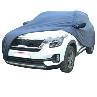 Allextreme K7006 Car Body Cover Compatible with Kia Seltos Custom Fit Dustproof UV Heat Resistant Indoor Outdoor Body Protection (Blue with Mirror)